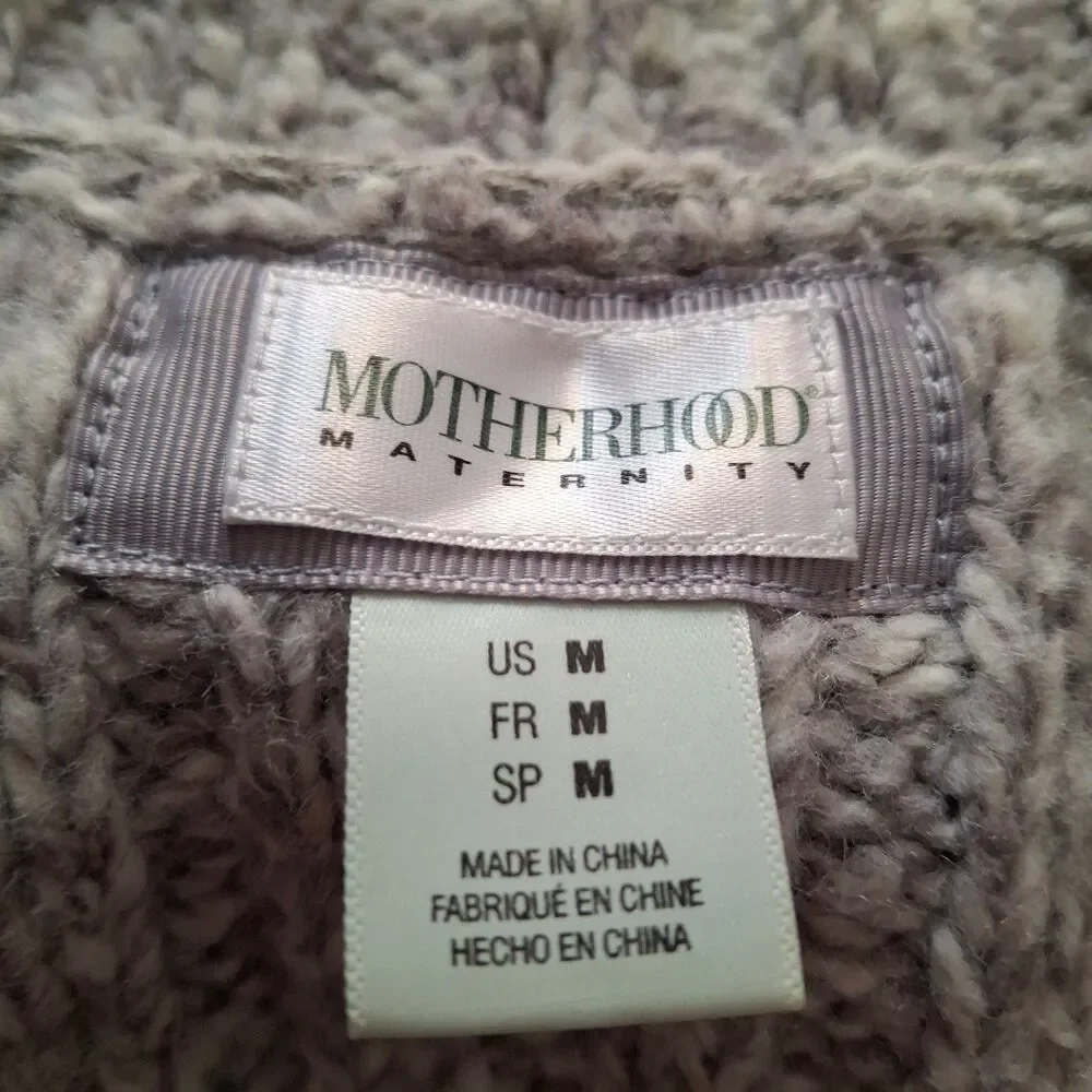 Motherhood Maternity Cardigan Women’s Medium Grey Knit Open Front Sweater - Picture 13 of 14